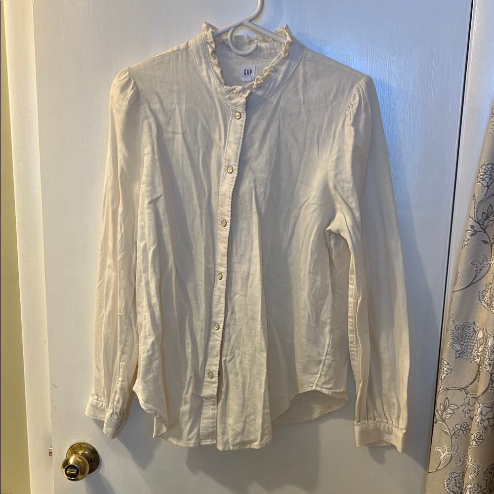 GAP Cream Ruffled Collar Shirt